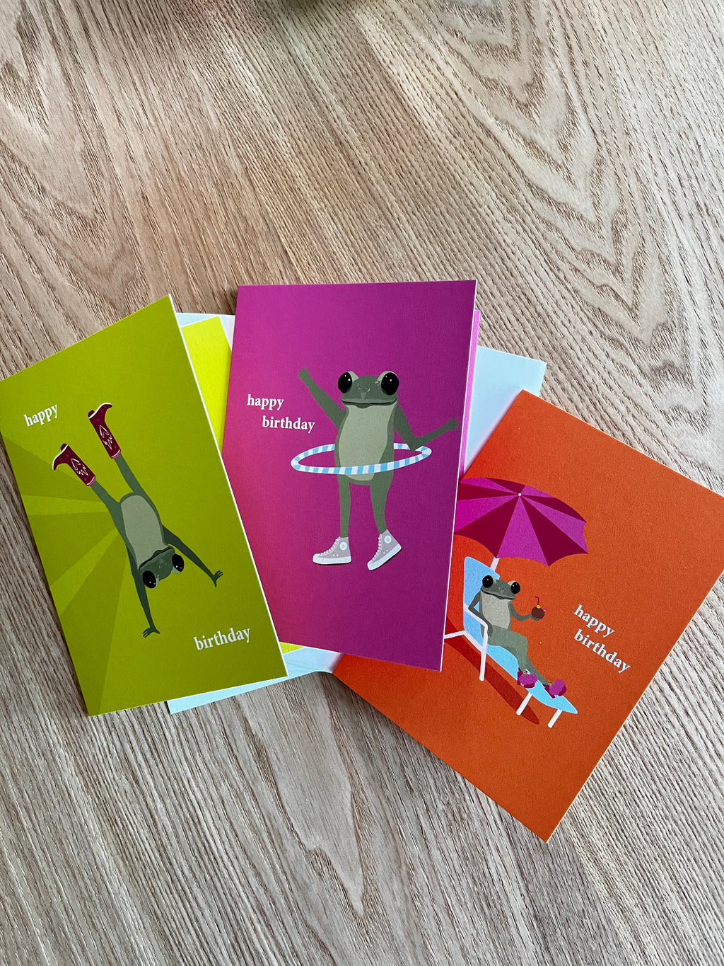 cowgirl frog colorful birthday card pack (3 cards)