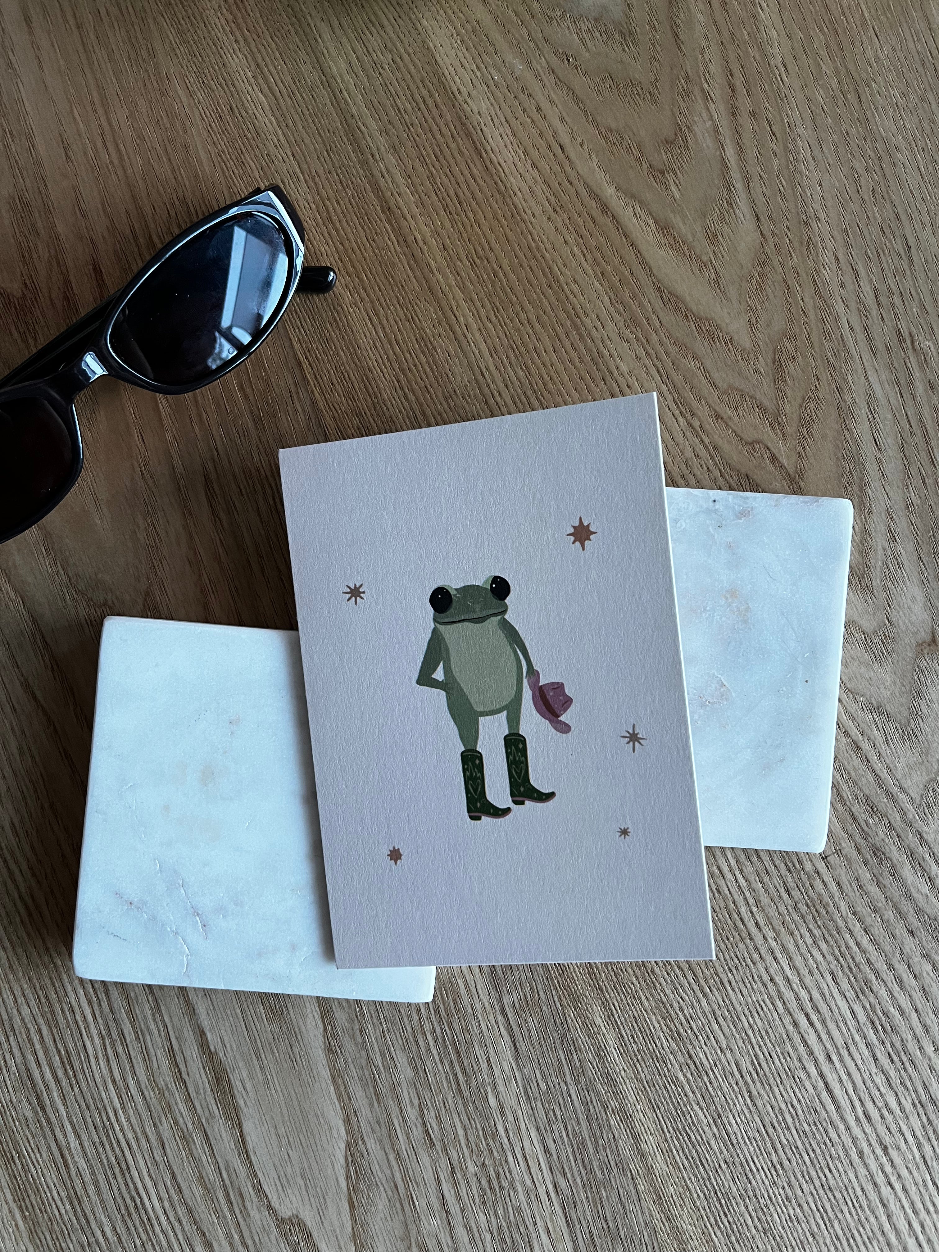 cowgirl frog vertical thank you card pack (3 cards)