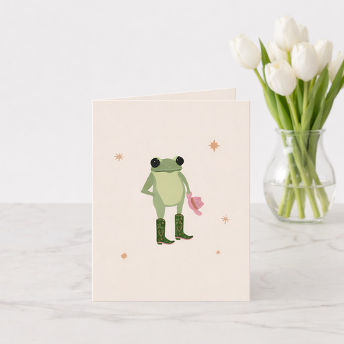 cowgirl frog vertical thank you card pack (3 cards)